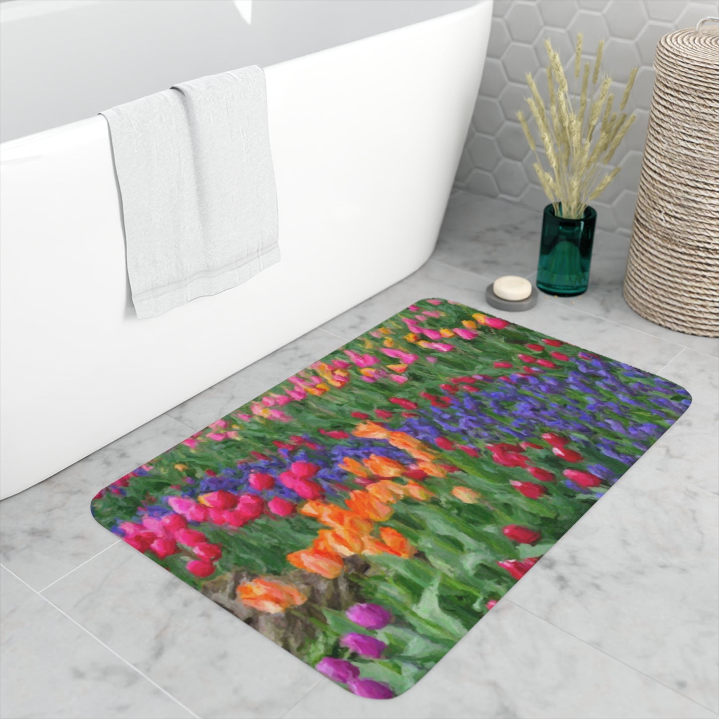 Memory Foam Bath Mat ... Skagit Valley Tulips ... Skagit Valley, Washington ... Family Archives ... Original Works ... Circa 1980's ...