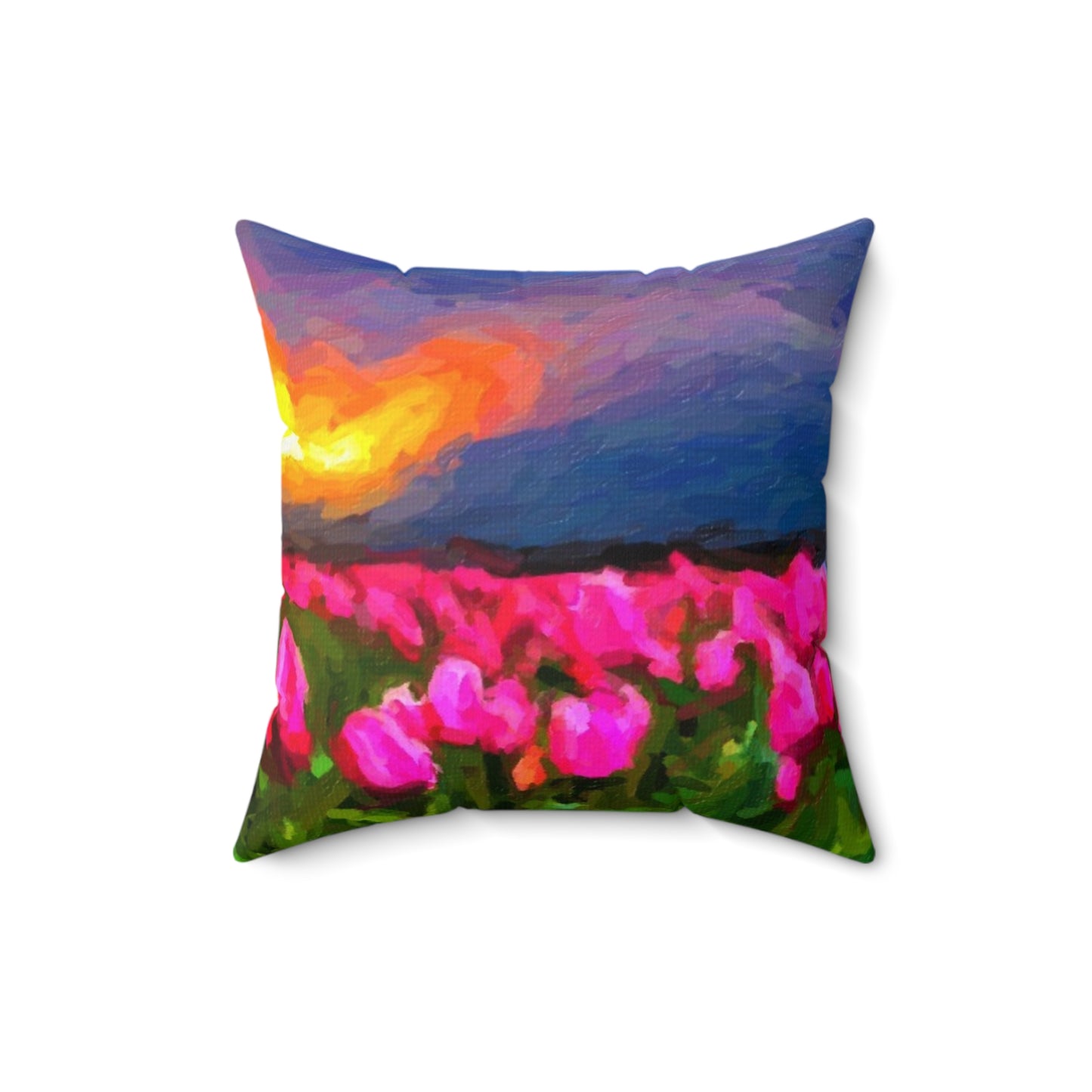 Spun Polyester Square Pillow ... Skagit Valley Tulips ... Skagit Valley, Washington ... Family Archives ... Original Works ... Circa 1980's ...