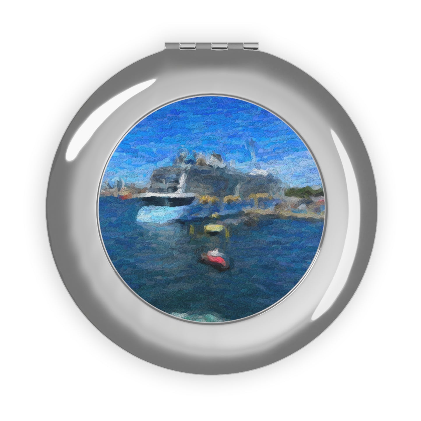 Compact Travel Mirror ... Into Vancouver Harbor We Arrive: Celebrity Edge-Cruise ... Vancouver, British Columbia ... June 2024 ... Original Works