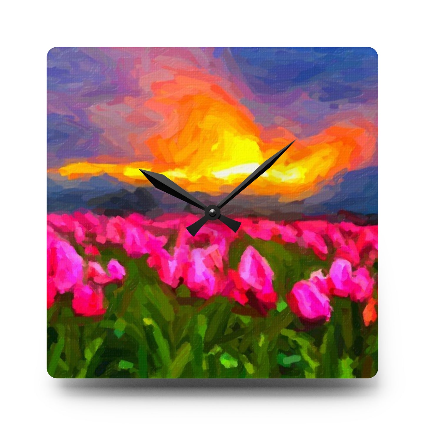 Acrylic Wall Clock ... Skagit Valley Tulips ... Skagit Valley, Washington ... Family Archives ... Original Works ... Circa 1980's ...