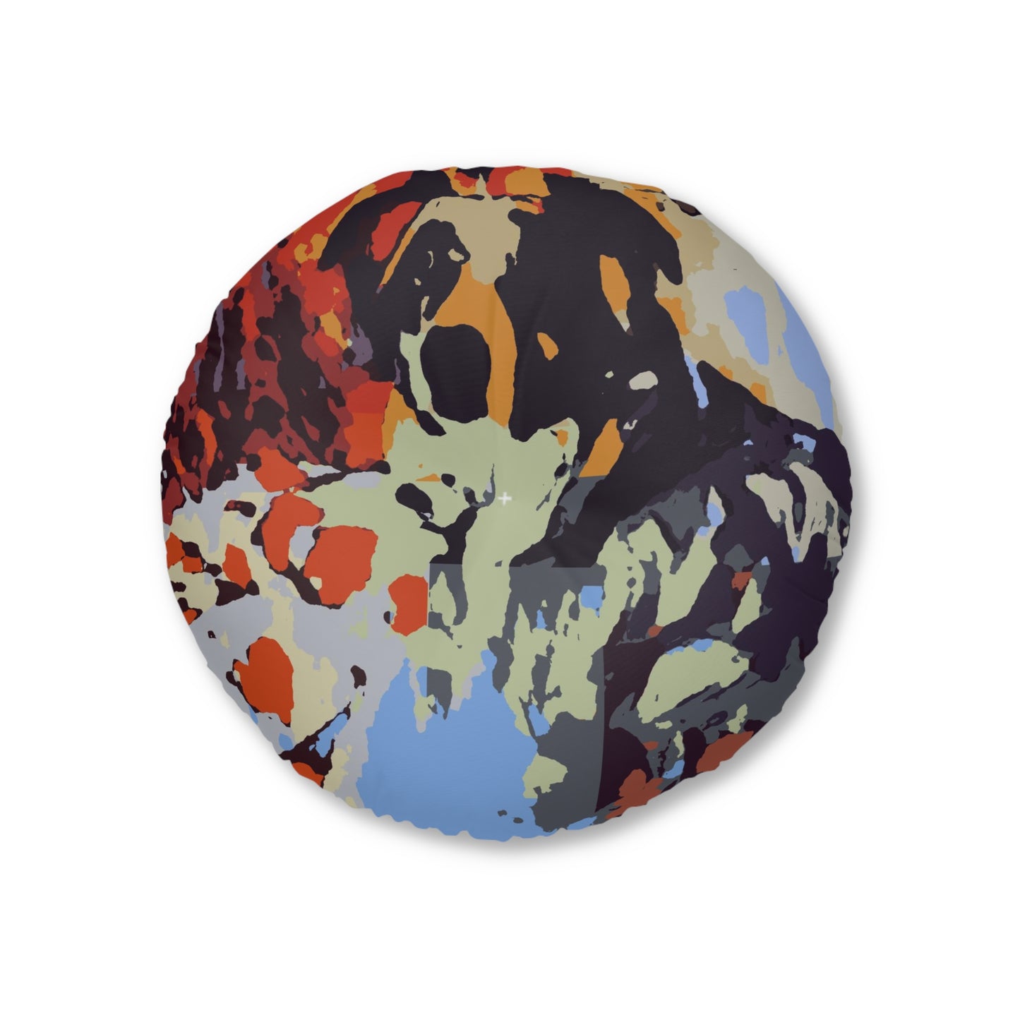 Tufted Floor Pillow, Round ... Ozzy-Hippensteel ... "Don't Cry Now ... Dry-Your-Eyes ... On-The-Wind". Original Works. May 2023.