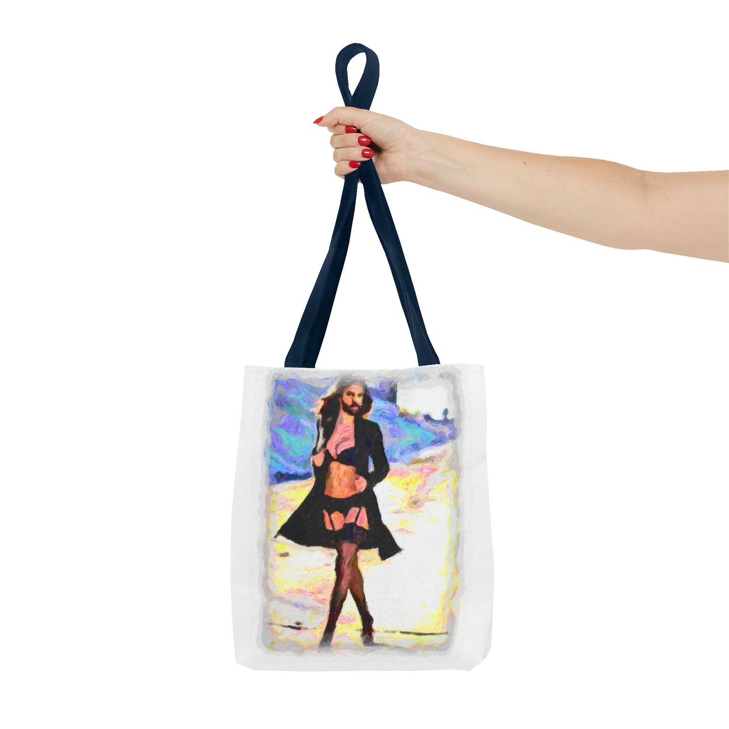 Tote Bag (AOP) ... The Low Spark of High_HEELED_Boys ... 'Garterbelt & Bra Inclusive!' ... Original Works ...