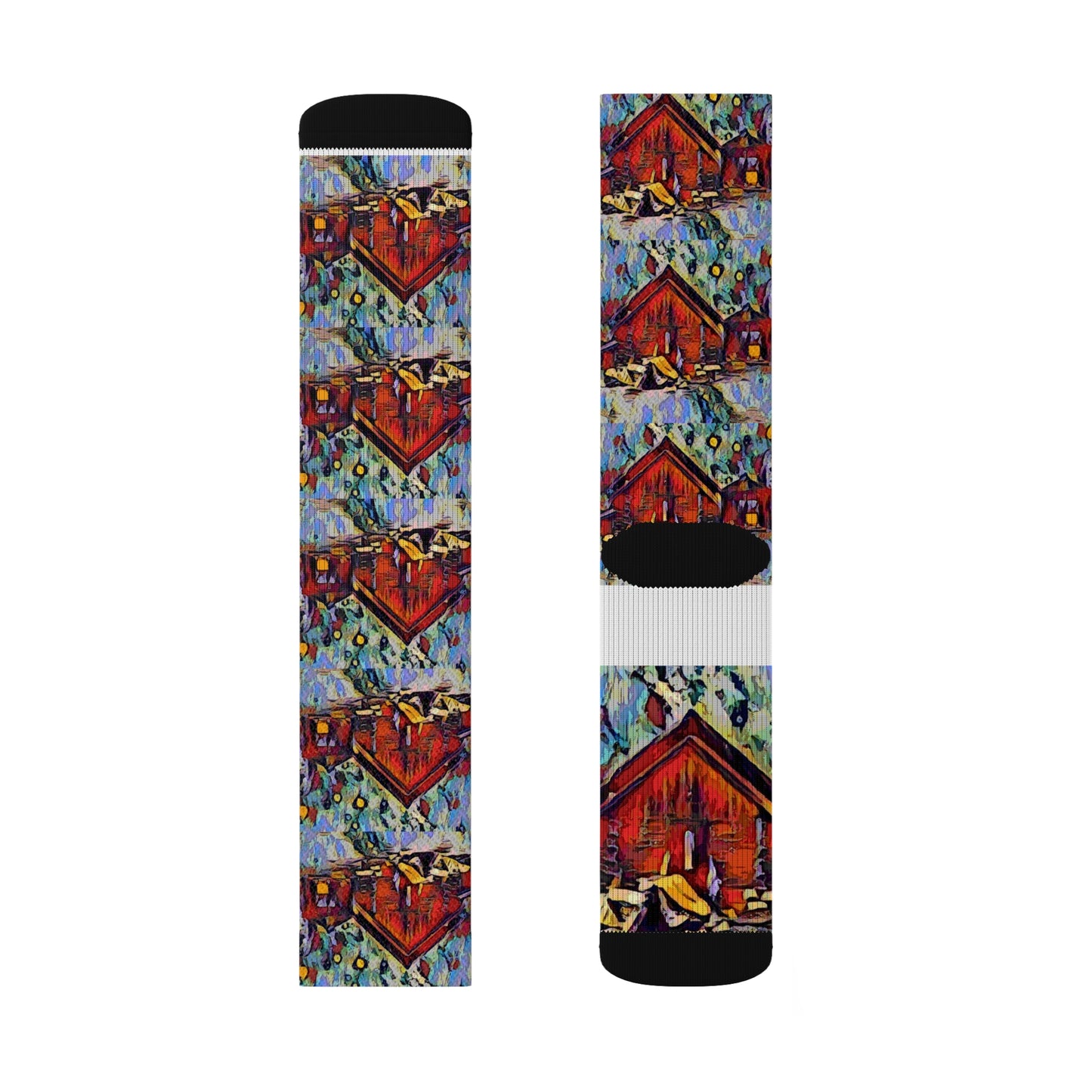 Sublimation Socks ... A Very Abstract "Mountain Winter Scene" ... Original Works. Copyright Phot's Photo_LODA: Les Objets D'Art. December 2023 ...