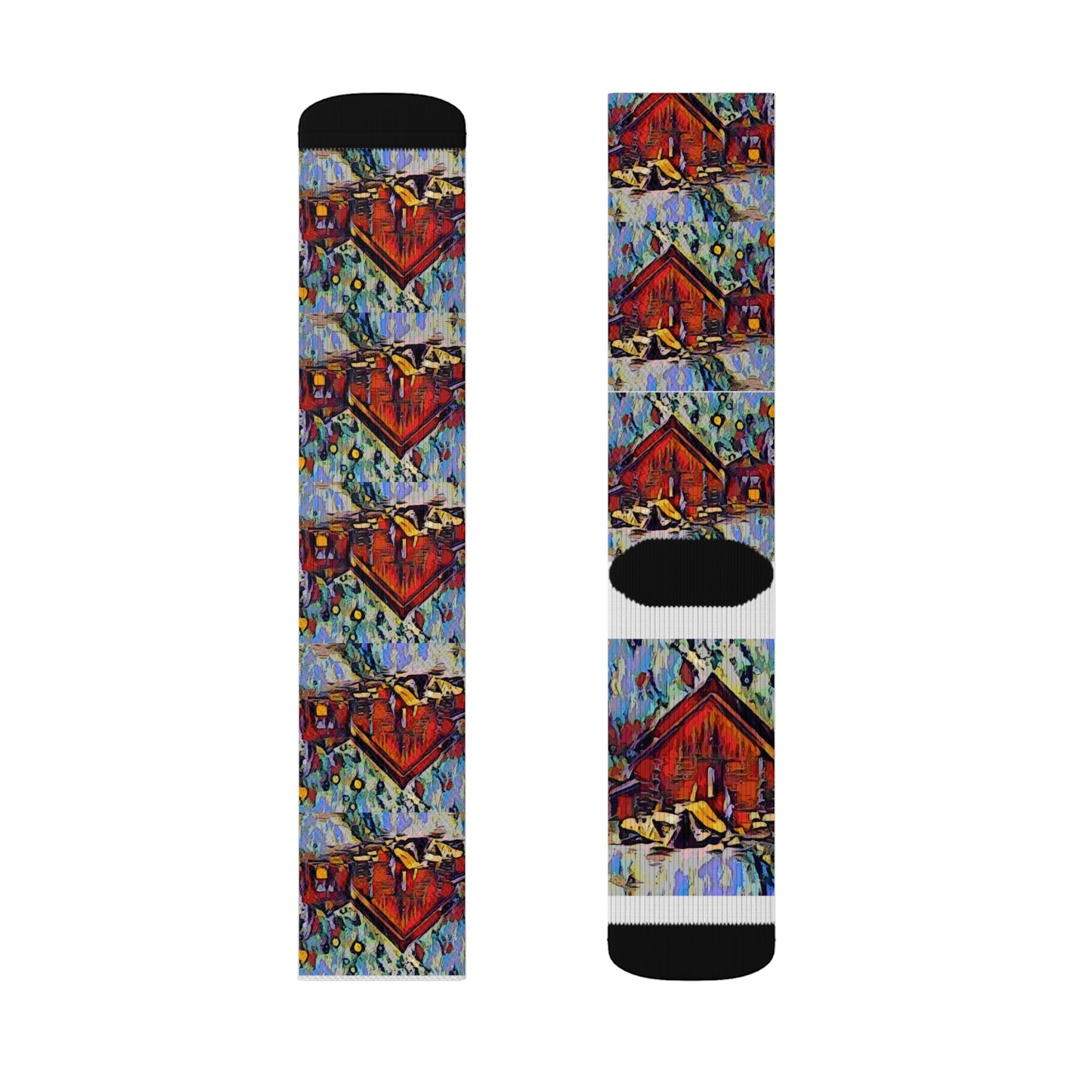 Sublimation Socks ... A Very Abstract "Mountain Winter Scene" ... Original Works. Copyright Phot's Photo_LODA: Les Objets D'Art. December 2023 ...