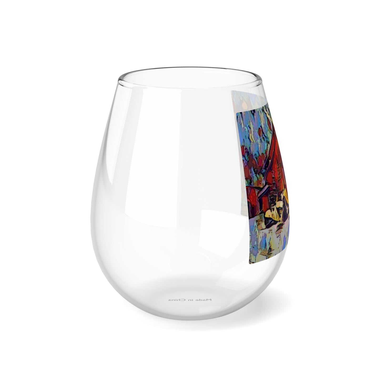 Stemless Wine Glass, 11.75oz ... A Very Abstract "Mountain Winter Scene" ... Original Works. Copyright Phot's Photo_LODA: Les Objets D'Art. December 2023 ...