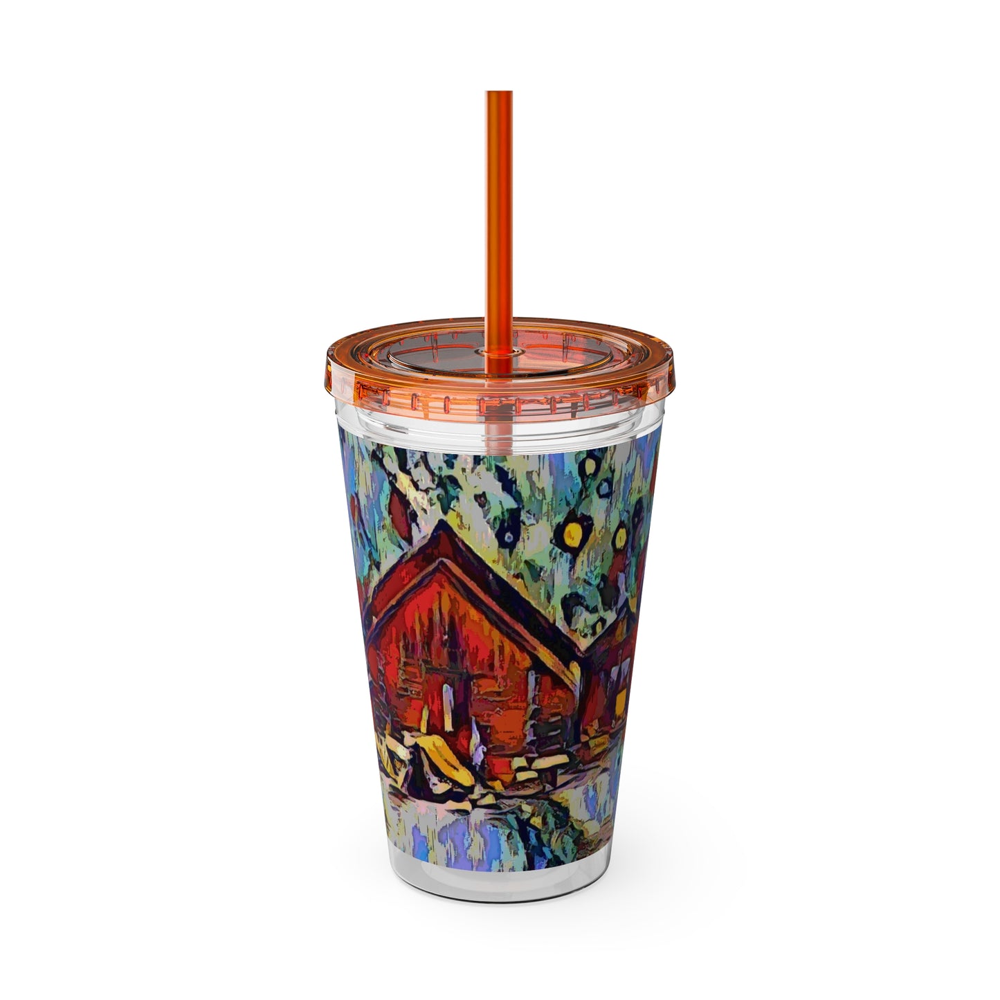 Sunsplash Tumbler with Straw, 16oz ... A Very Abstract "Mountain Winter Scene" ... Original Works. Copyright Phot's Photo_LODA: Les Objets D'Art. December 2023 ...