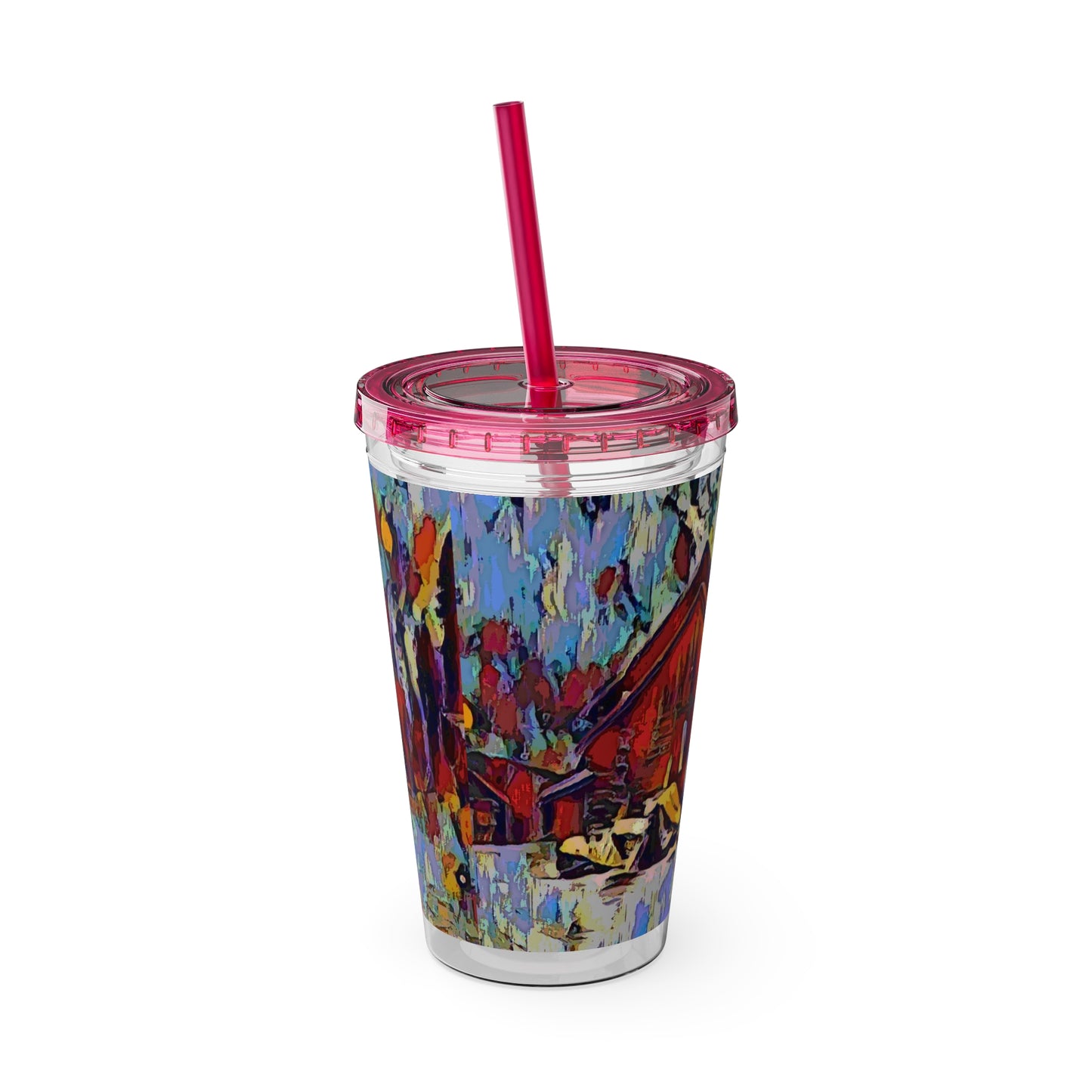 Sunsplash Tumbler with Straw, 16oz ... A Very Abstract "Mountain Winter Scene" ... Original Works. Copyright Phot's Photo_LODA: Les Objets D'Art. December 2023 ...