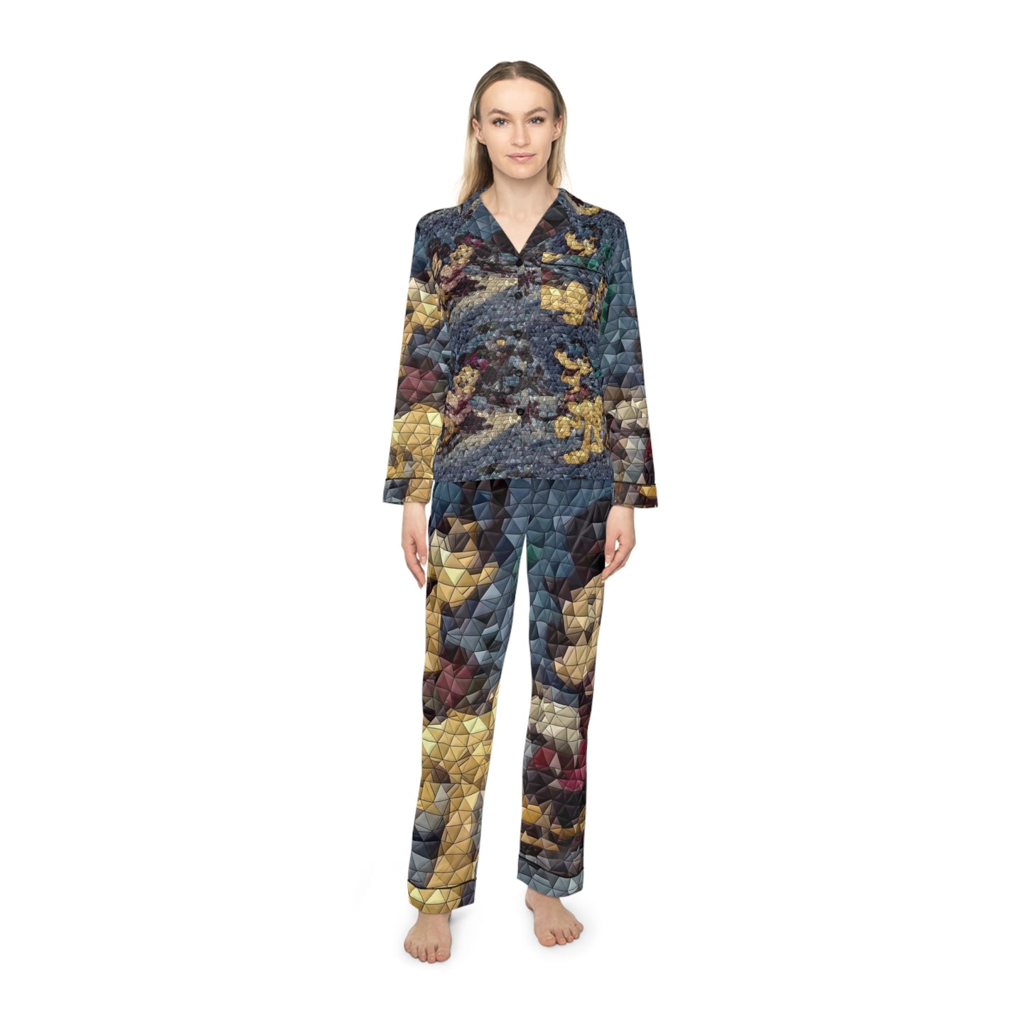 Women's Satin Pajamas (AOP) ... Mickey_N_Minnie Mouse & Pluto ... "A Winter Sleigh Ride" ... Original Works. Winter 2023 ...