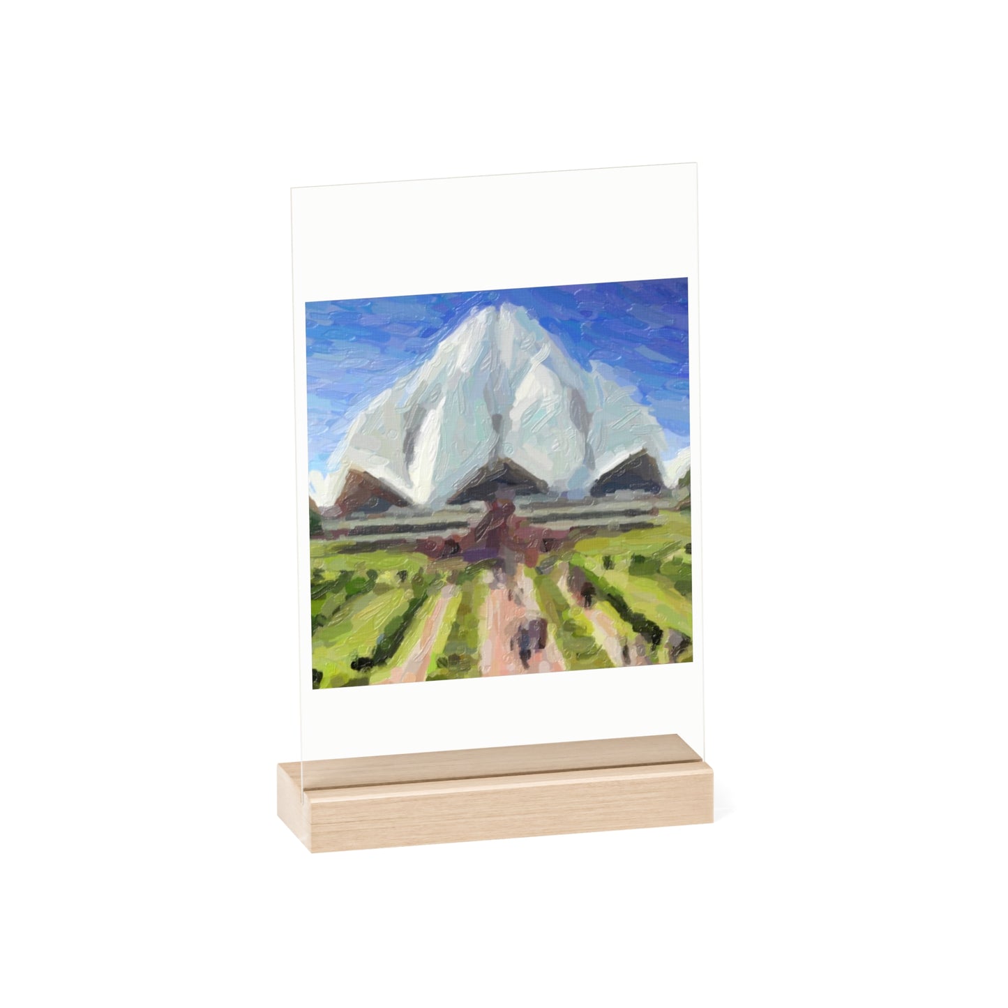 Acrylic Sign with Wooden Stand ... Bahai'i-House-Of-Worship ... "New Delhi's World-Famous Lotus Temple" ... Original Works ... Delhi, India: Circa 2003-2007 ...