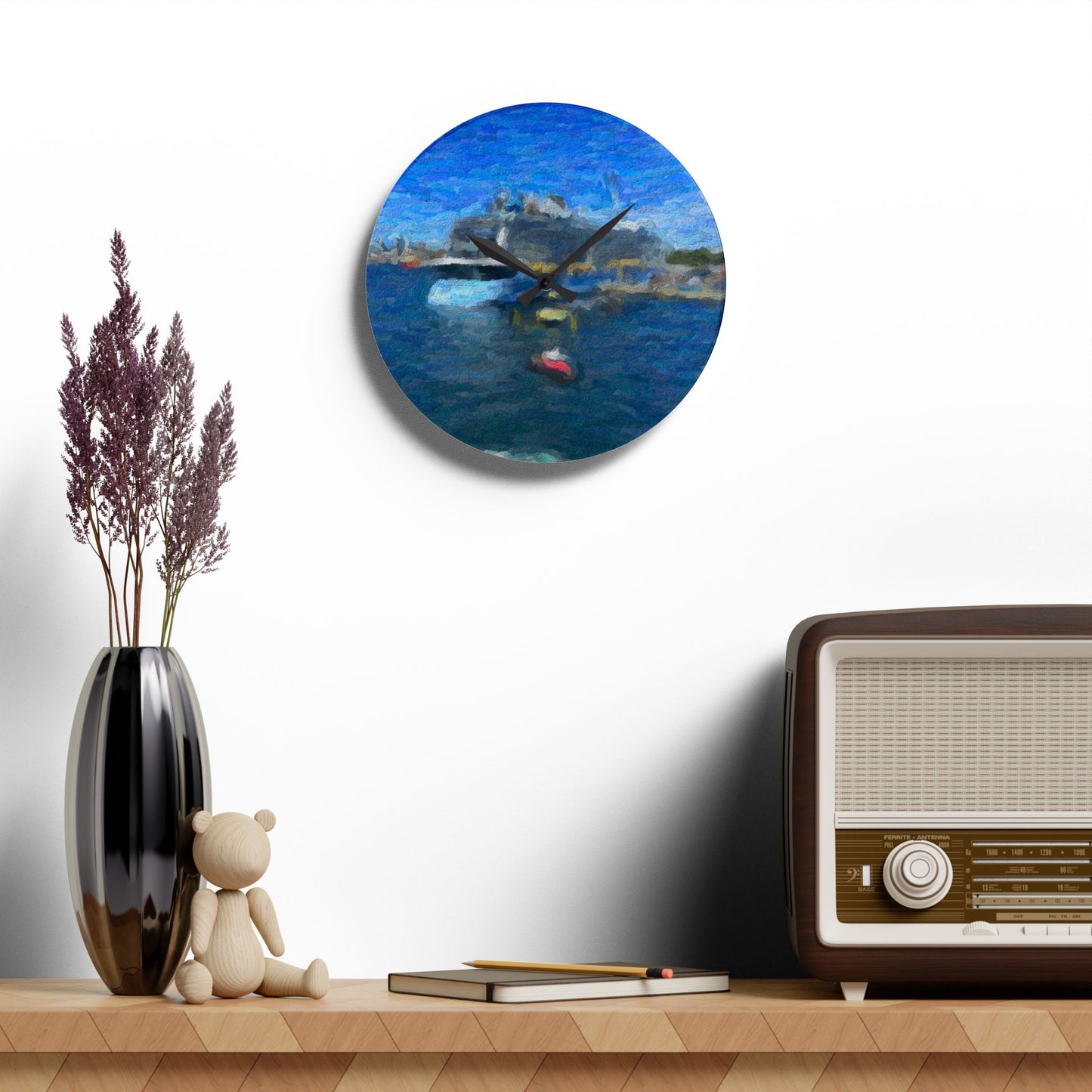 Acrylic Wall Clock ... Into Vancouver Harbor We Arrive: Celebrity Edge-Cruise ... Vancouver, British Columbia ... June 2024 ... Original Works