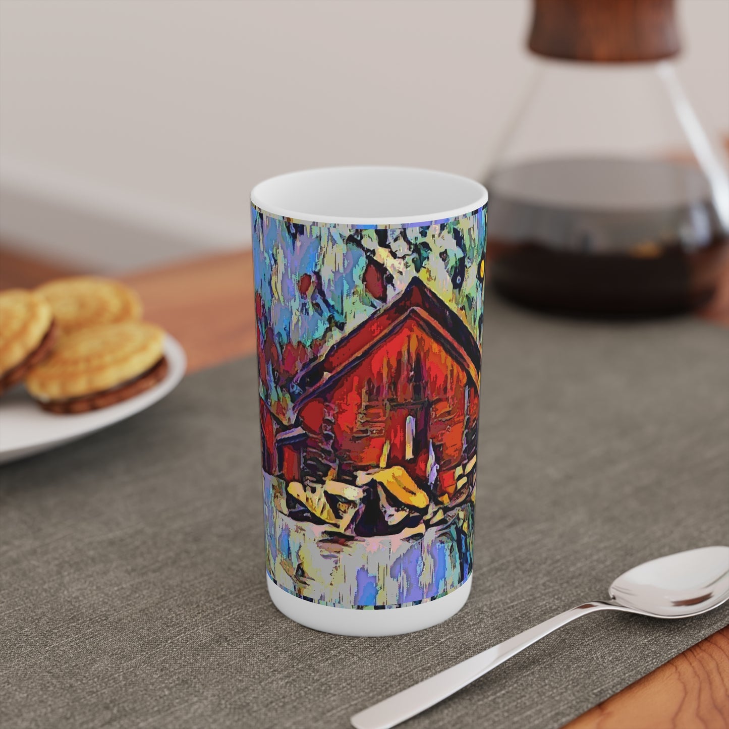 Conical Coffee Mugs (3oz, 8oz, 12oz) ... A Very Abstract "Mountain Winter Scene" ... Original Works. Copyright Phot's Photo_LODA: Les Objets D'Art. December 2023 ...