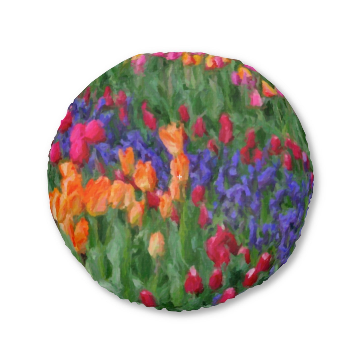 Tufted Floor Pillow, Round ... Skagit Valley Tulips ... Skagit Valley, Washington ... Family Archives ... Original Works ... Circa 1980's ...