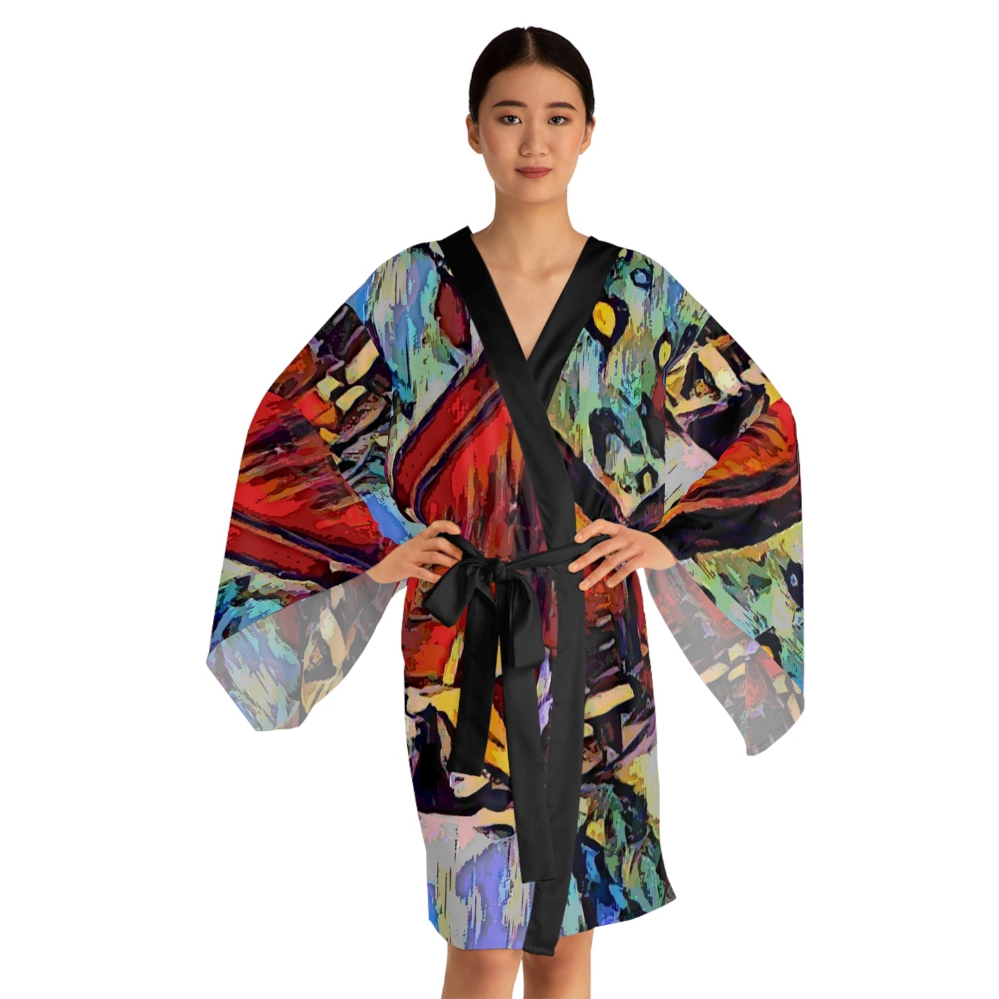 Long Sleeve Kimono Robe (AOP) ... A Very Abstract "Mountain Winter Scene" ... Original Works. Copyright Phot's Photo_LODA: Les Objets D'Art. December 2023 ...