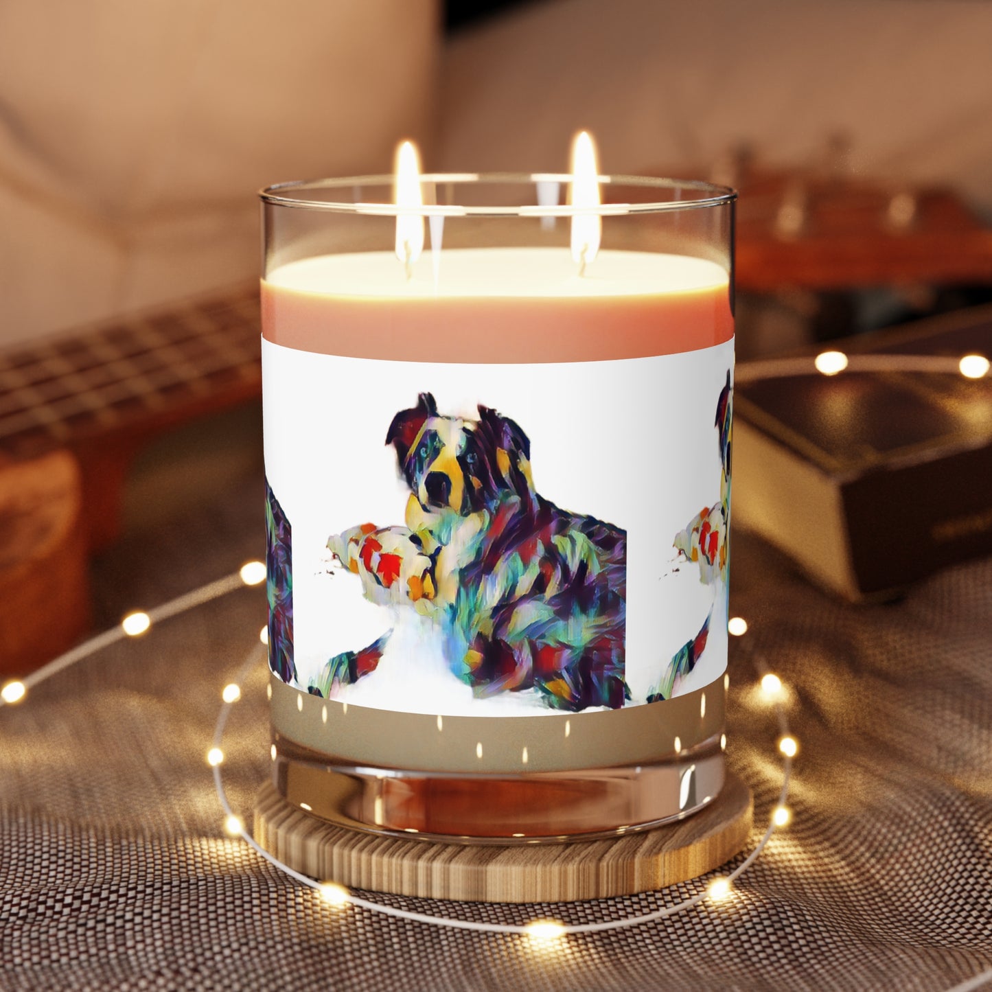 Scented Candle - Full Glass, 11oz ... Ozzy-Hippensteel ... "Don't Cry Now ... Dry-Your-Eyes ... On-The-Wind". Original Works. May 2023.