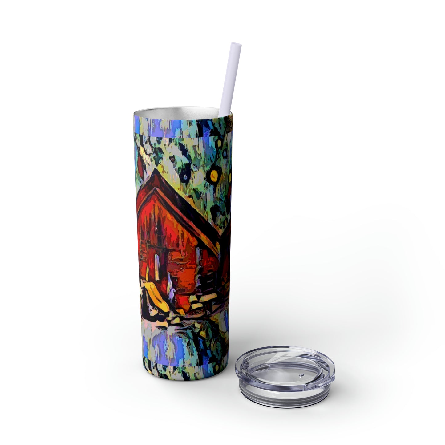 Skinny Tumbler with Straw, 20oz ... A Very Abstract "Mountain Winter Scene" ... Original Works. Copyright Phot's Photo_LODA: Les Objets D'Art. December 2023 ...