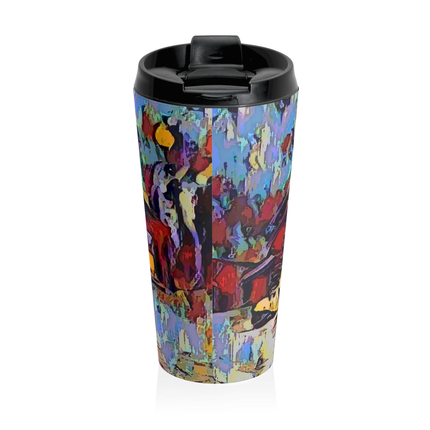 Stainless Steel Travel Mug ... A Very Abstract "Mountain Winter Scene" ... Original Works. Copyright Phot's Photo_LODA: Les Objets D'Art. December 2023 ...