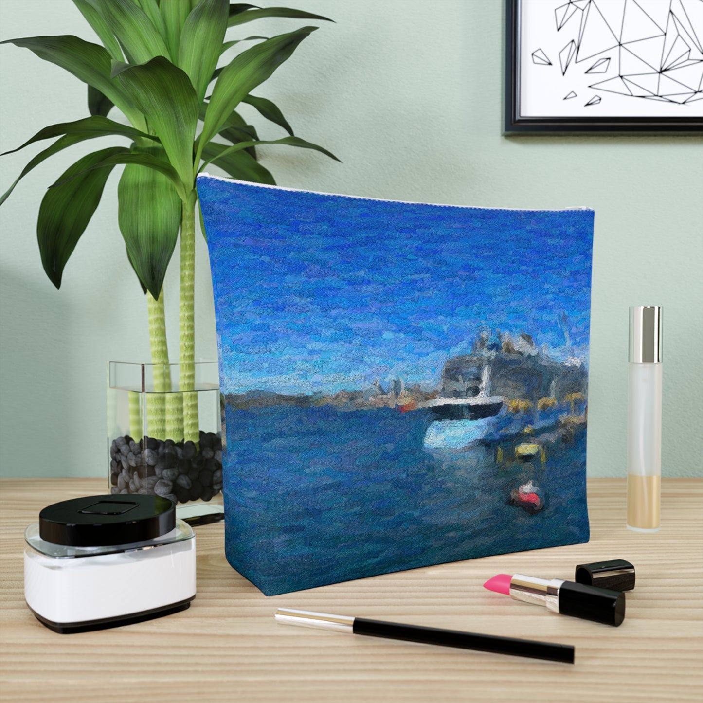Cotton Cosmetic Bag ... Into Vancouver Harbor We Arrive: Celebrity Edge-Cruise ... Vancouver, British Columbia ... June 2024 ... Original Works