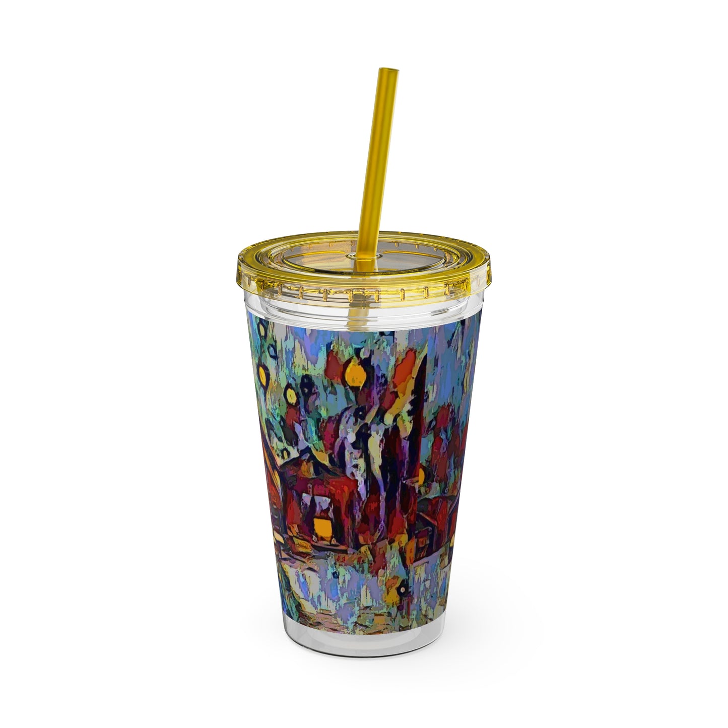 Sunsplash Tumbler with Straw, 16oz ... A Very Abstract "Mountain Winter Scene" ... Original Works. Copyright Phot's Photo_LODA: Les Objets D'Art. December 2023 ...