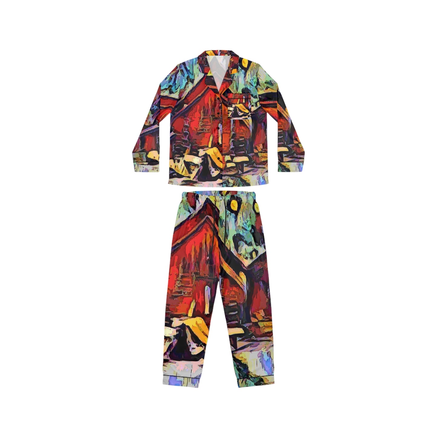Women's Satin Pajamas (AOP) ... A Very Abstract "Mountain Winter Scene" ... Original Works. Copyright Phot's Photo_LODA: Les Objets D'Art. December 2023 ...
