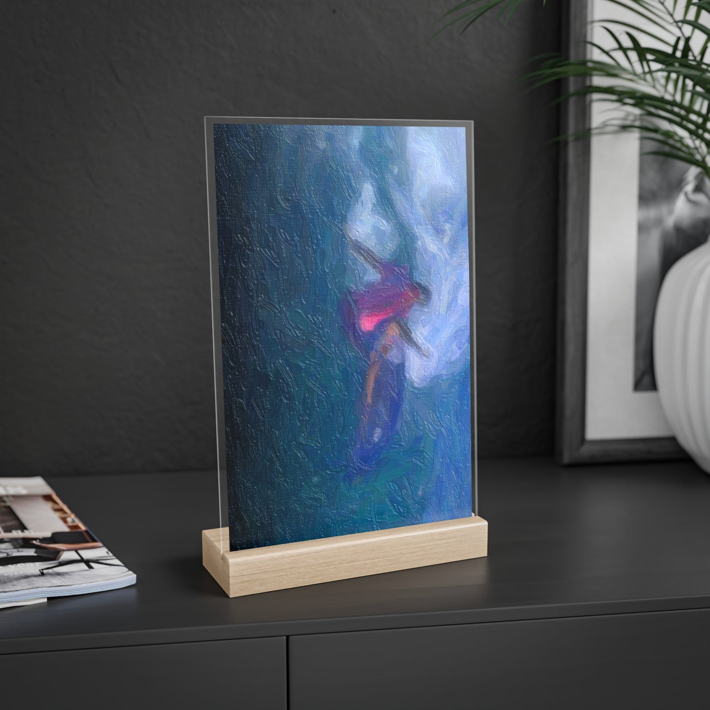 Acrylic Sign with Wooden Stand ... Paris_2024_Surfing Competition-Tahiti_French-Polynesia .... 'Gabriel Medina World Campion Drops-In' ... Original Works ...