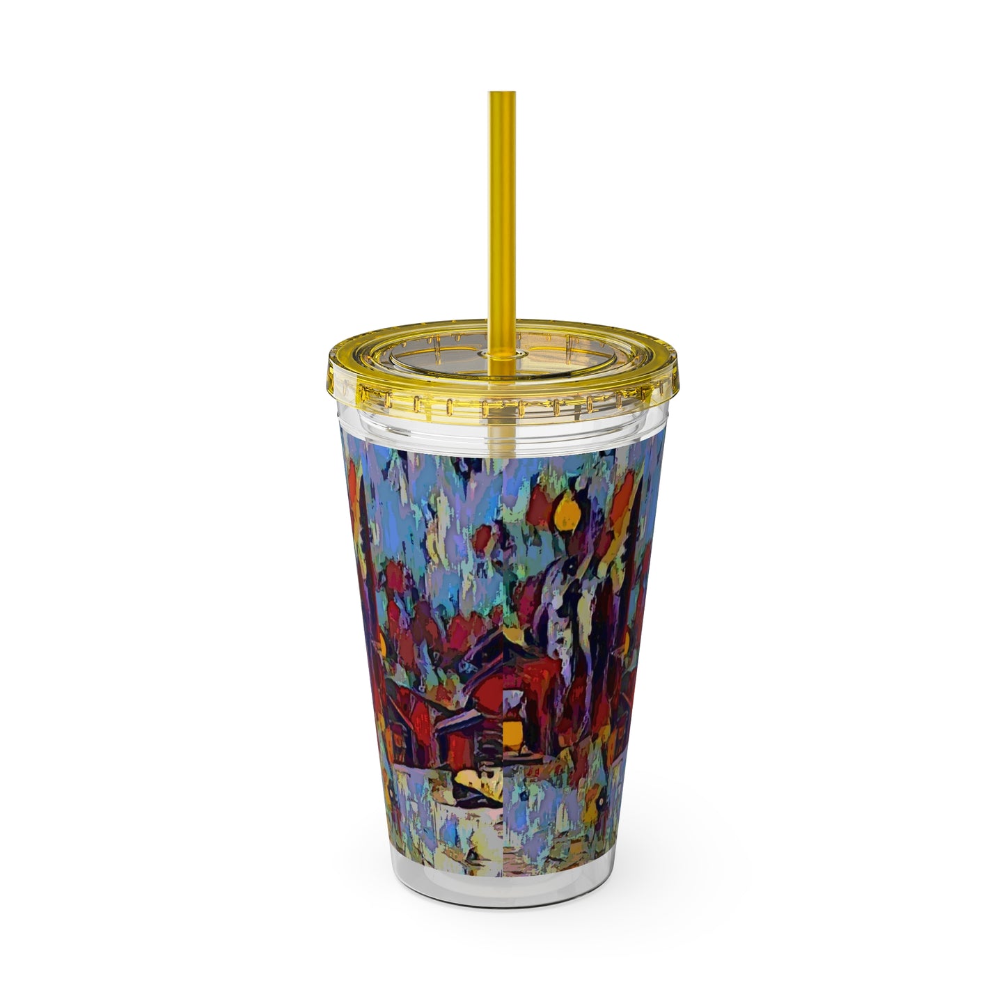 Sunsplash Tumbler with Straw, 16oz ... A Very Abstract "Mountain Winter Scene" ... Original Works. Copyright Phot's Photo_LODA: Les Objets D'Art. December 2023 ...