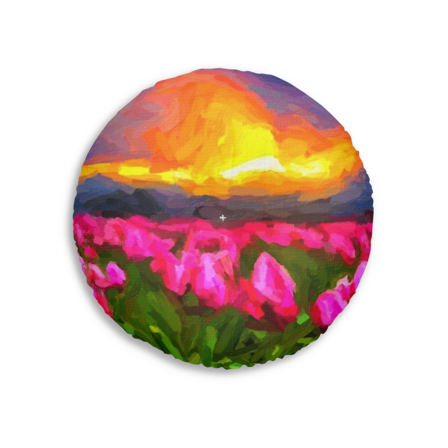 Tufted Floor Pillow, Round ... Skagit Valley Tulips ... Skagit Valley, Washington ... Family Archives ... Original Works ... Circa 1980's ...