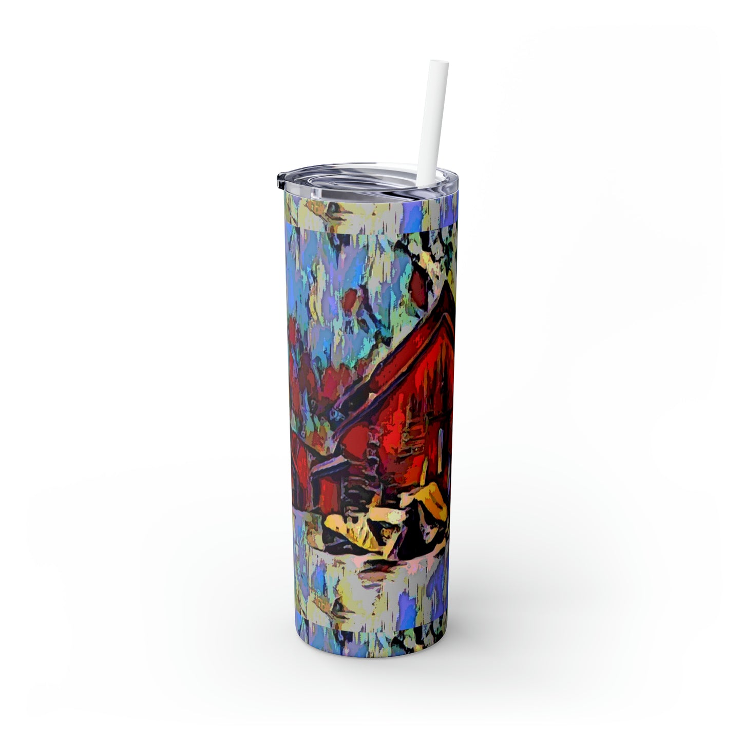 Skinny Tumbler with Straw, 20oz ... A Very Abstract "Mountain Winter Scene" ... Original Works. Copyright Phot's Photo_LODA: Les Objets D'Art. December 2023 ...