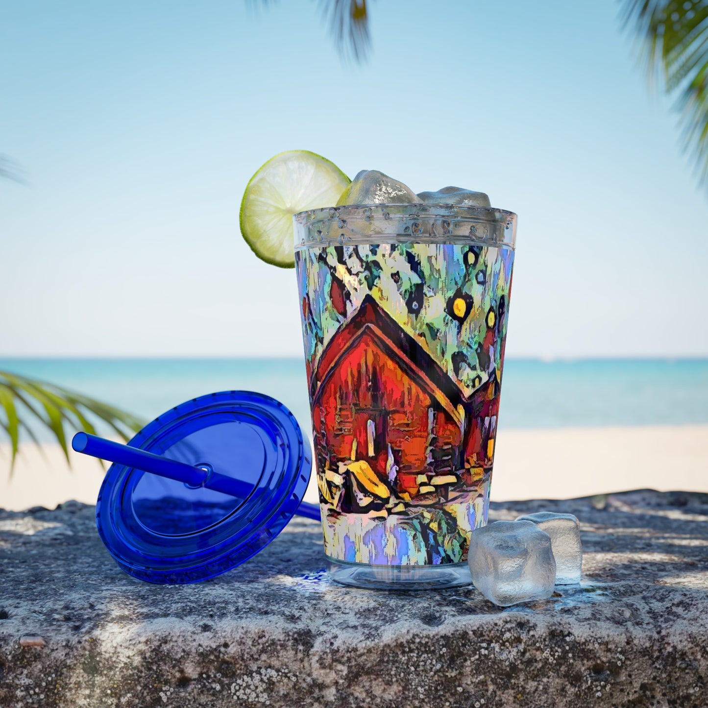 Sunsplash Tumbler with Straw, 16oz ... A Very Abstract "Mountain Winter Scene" ... Original Works. Copyright Phot's Photo_LODA: Les Objets D'Art. December 2023 ...
