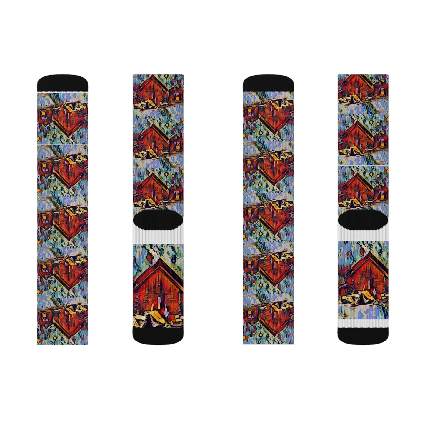 Sublimation Socks ... A Very Abstract "Mountain Winter Scene" ... Original Works. Copyright Phot's Photo_LODA: Les Objets D'Art. December 2023 ...