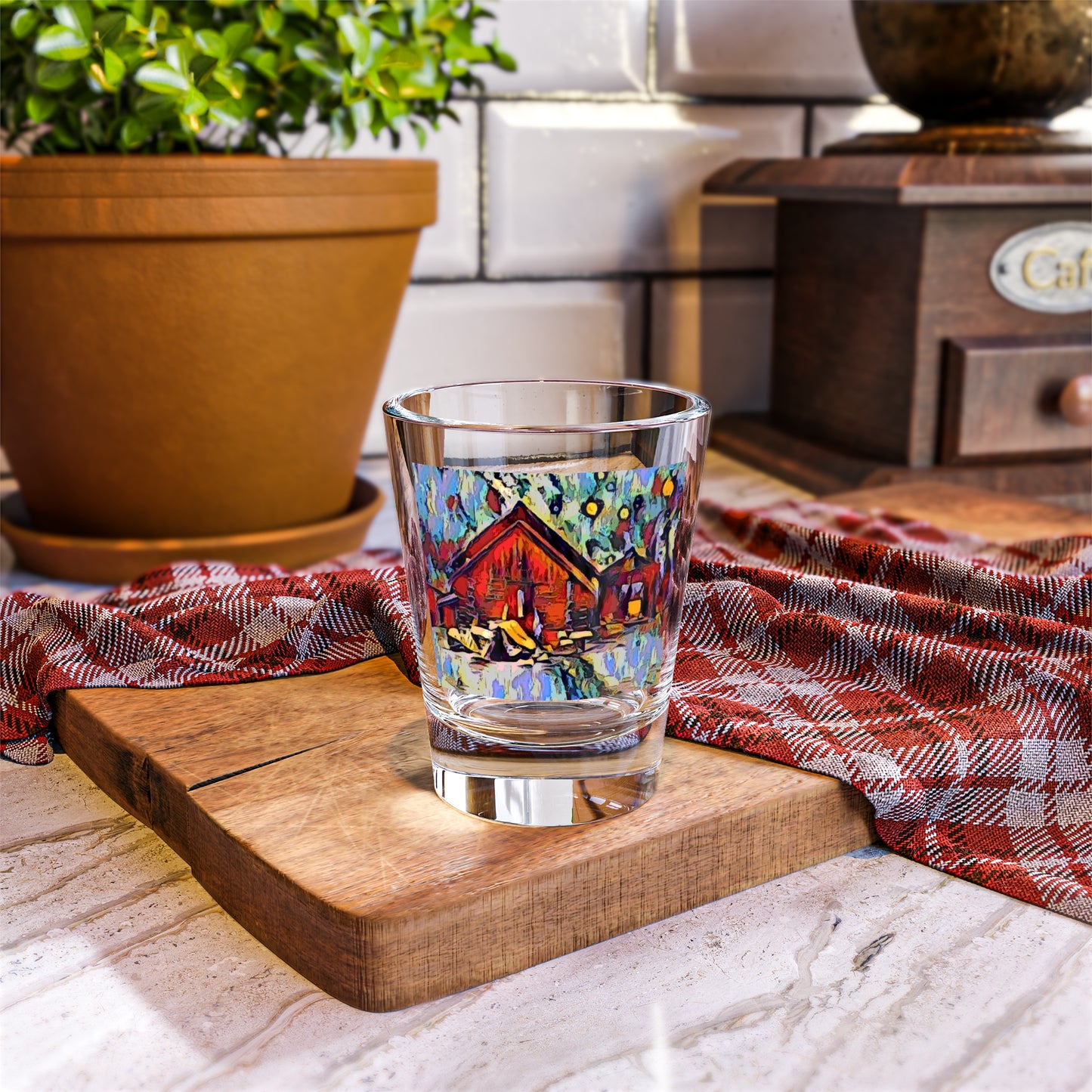 Shot Glass, 1.5oz ... A Very Abstract "Mountain Winter Scene" ... Original Works. Copyright Phot's Photo_LODA: Les Objets D'Art. December 2023 ...