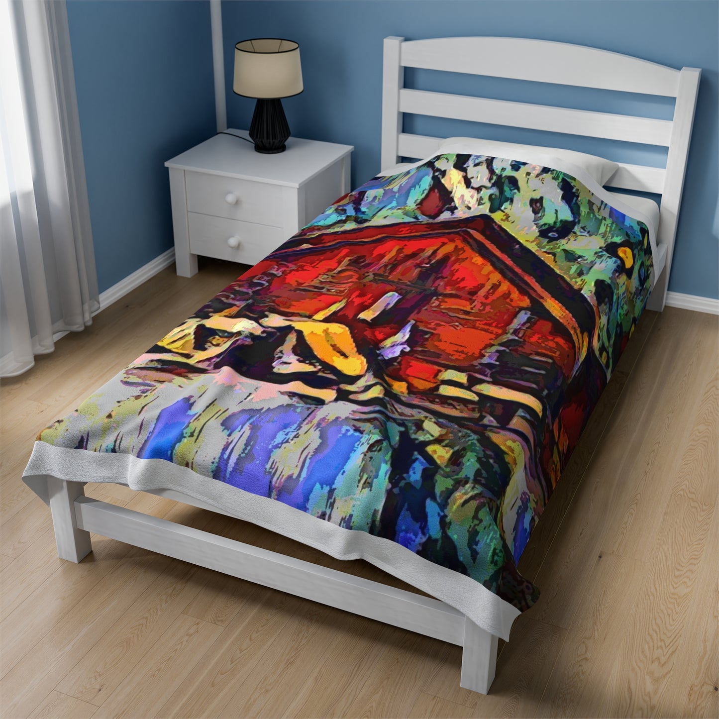 Velveteen Plush Blanket ... A Very Abstract "Mountain Winter Scene" ... Original Works. Copyright Phot's Photo_LODA: Les Objets D'Art. December 2023 ...
