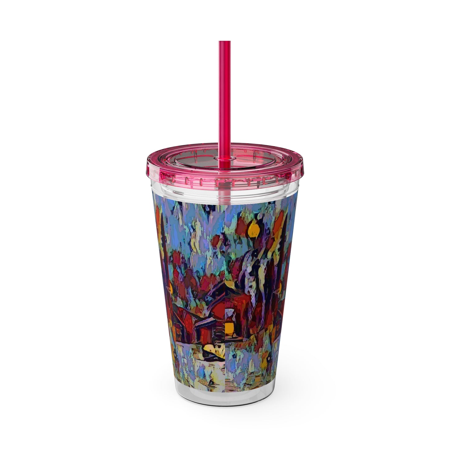 Sunsplash Tumbler with Straw, 16oz ... A Very Abstract "Mountain Winter Scene" ... Original Works. Copyright Phot's Photo_LODA: Les Objets D'Art. December 2023 ...