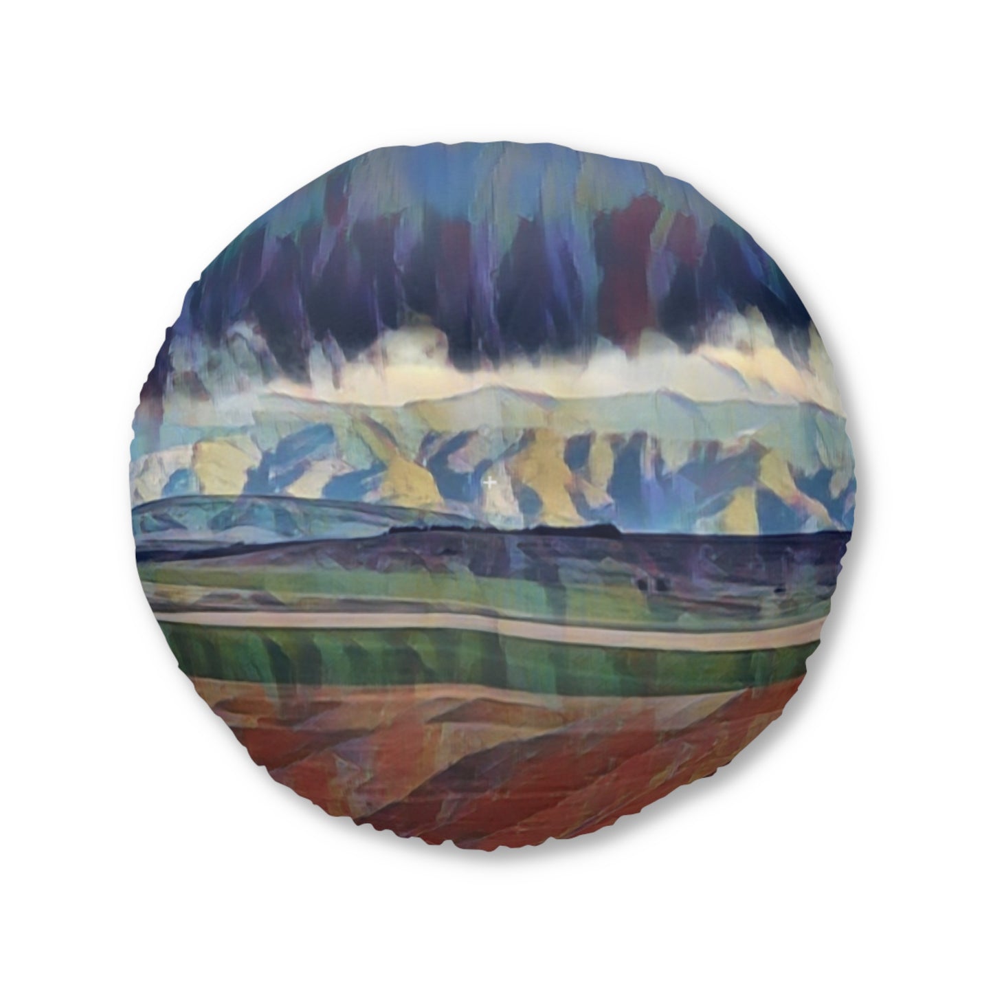 Tufted Floor Pillow, Round ... On-The-Prairie .. "The Storm Is Brewing" ... Central Idaho: November 2023 ... Original Works  ...