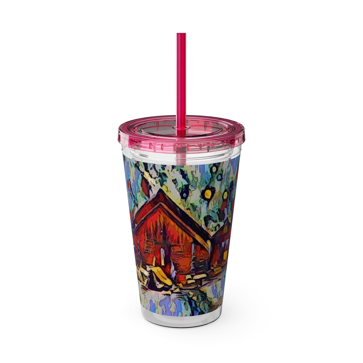 Sunsplash Tumbler with Straw, 16oz ... A Very Abstract "Mountain Winter Scene" ... Original Works. Copyright Phot's Photo_LODA: Les Objets D'Art. December 2023 ...