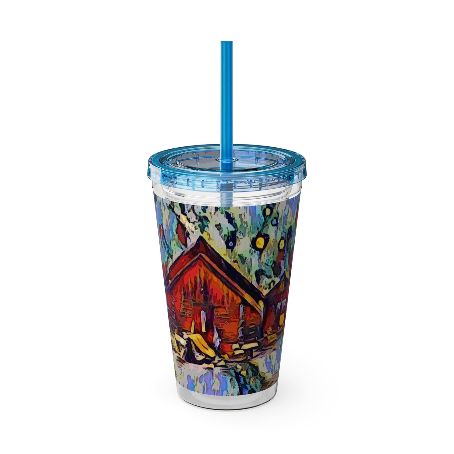 Sunsplash Tumbler with Straw, 16oz ... A Very Abstract "Mountain Winter Scene" ... Original Works. Copyright Phot's Photo_LODA: Les Objets D'Art. December 2023 ...