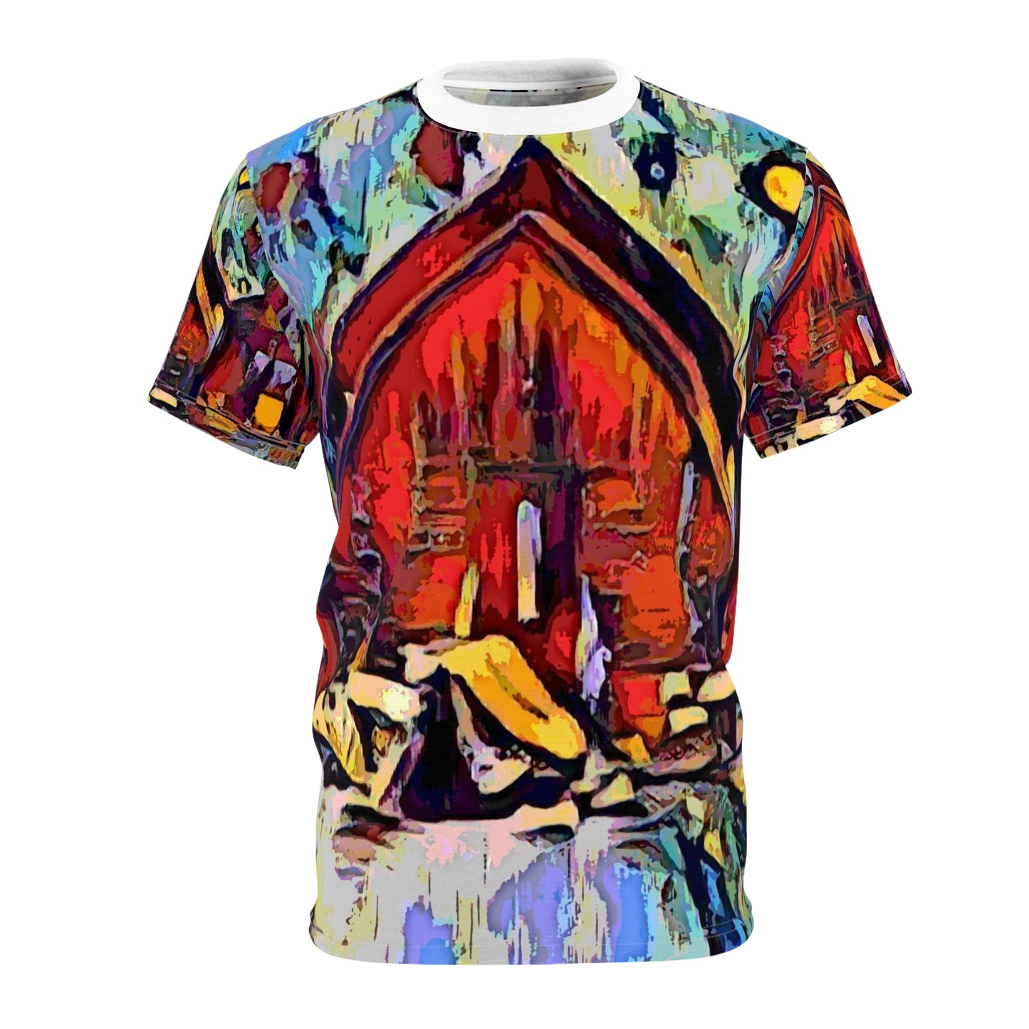 Unisex Cut & Sew Tee (AOP) ... A Very Abstract "Mountain Winter Scene" ... Original Works. Copyright Phot's Photo_LODA: Les Objets D'Art. December 2023 ...