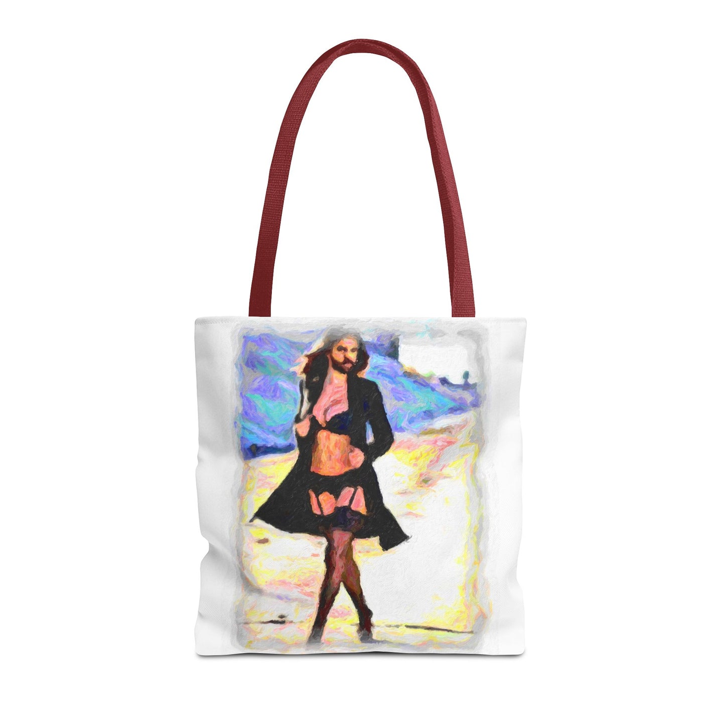 Tote Bag (AOP) ... The Low Spark of High_HEELED_Boys ... 'Garterbelt & Bra Inclusive!' ... Original Works ...