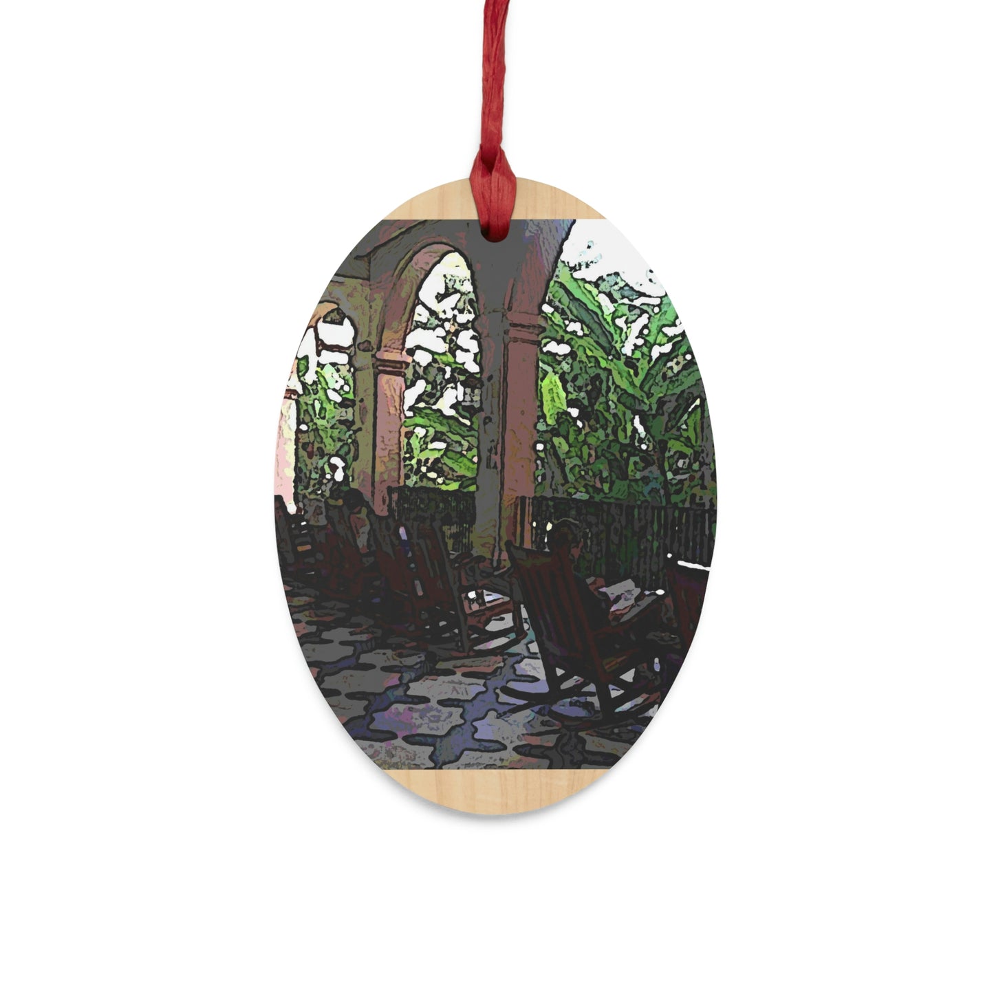 Wooden Ornaments ...  Lanai & Rocking Chairs At: 'The Pink Palace' ... The Royal Hawai'ian ... Honolulu, HI ... '27Oct2014' ... Original Works ...