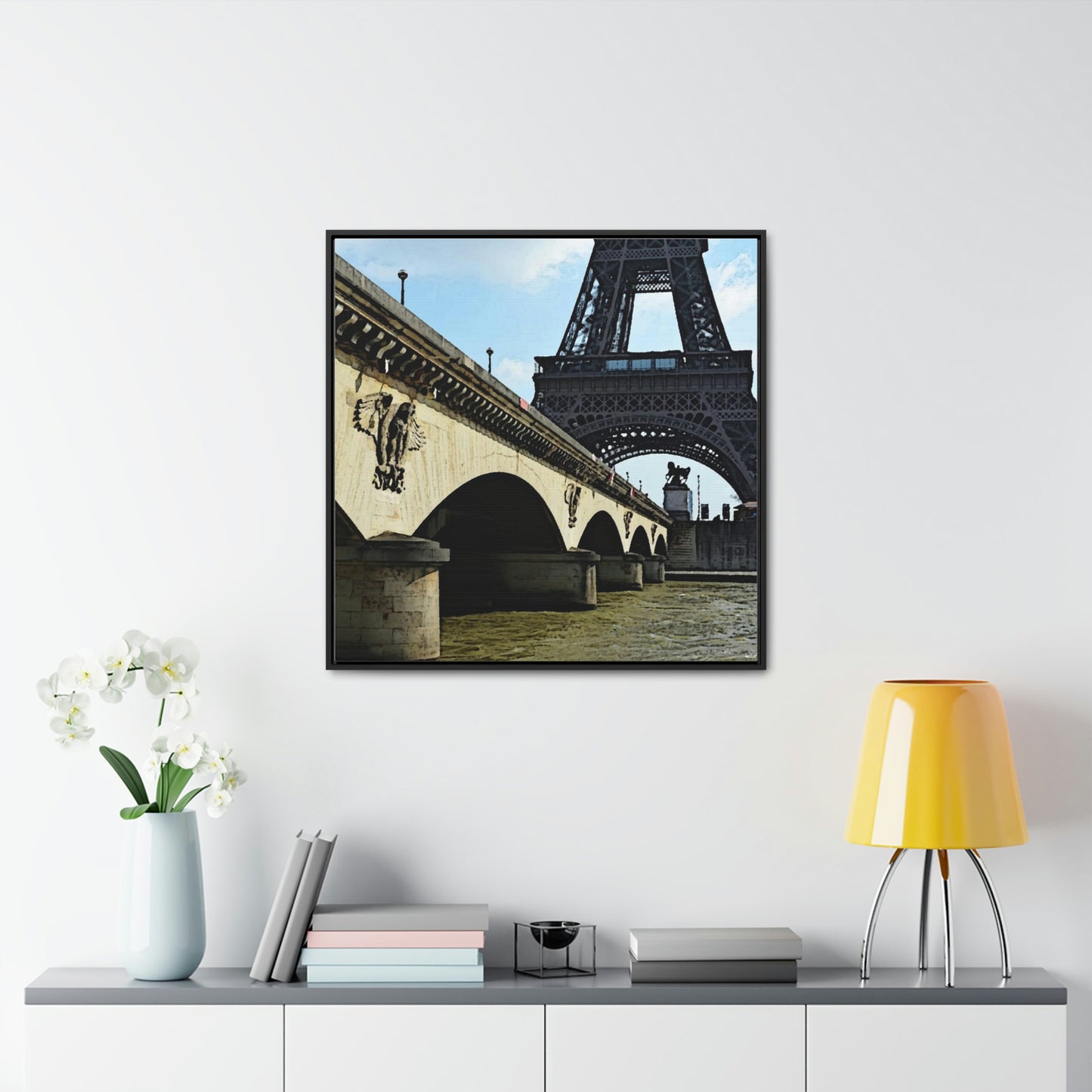 Gallery Canvas Wraps, Square Frame ...  Le Tour D'Eiffel ..."Along The Water" ... Barbara Joan Bonnell-Holt ... Le Voyage De Paris: 1972 ... Original Works ...