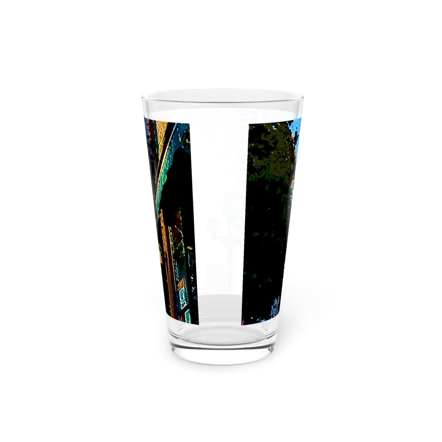 Pint Glass, 16oz ...  Pioneer Square & Smith Tower ... 'That World Famous View' ... Colleague Supplied Photo ... Original Works ...
