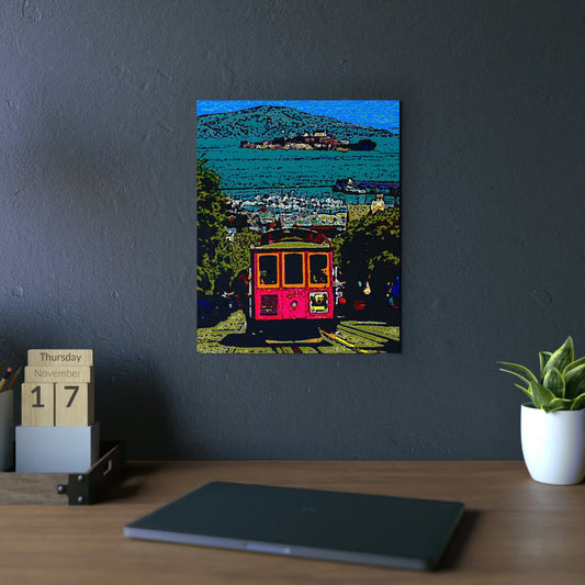 Aluminum Composite Panels ... San Francisco ... 'A Rice-A-Roni-Treat' ... Family Archives ... Cable Car Descends Hill Towards Alcatraz Island ... Original Works ...