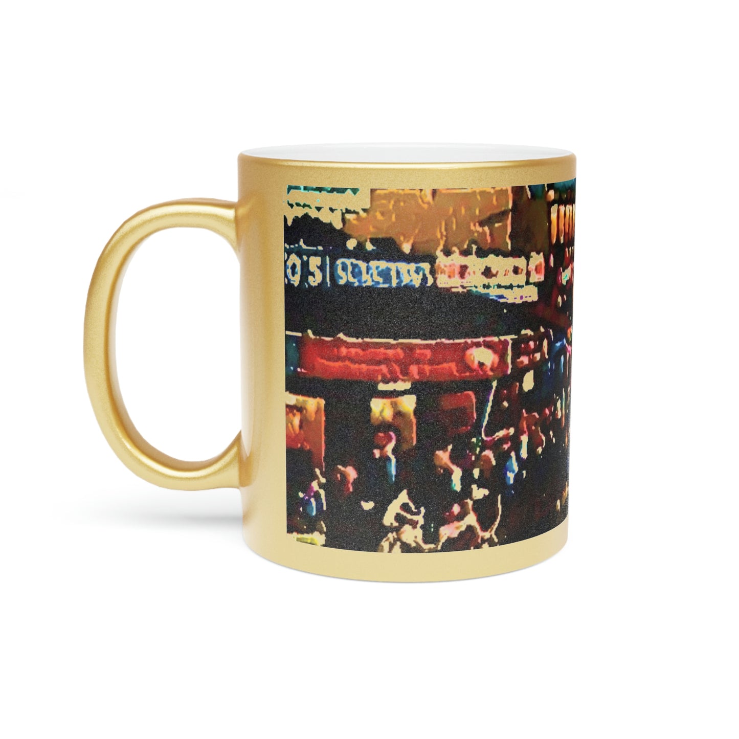 Metallic Mug (Silver\Gold) ...  "No.9 Fishermen's Grotto - Fishermen's Wharf, SF, California" ... Family Archives: 1970's ... Original Works ...