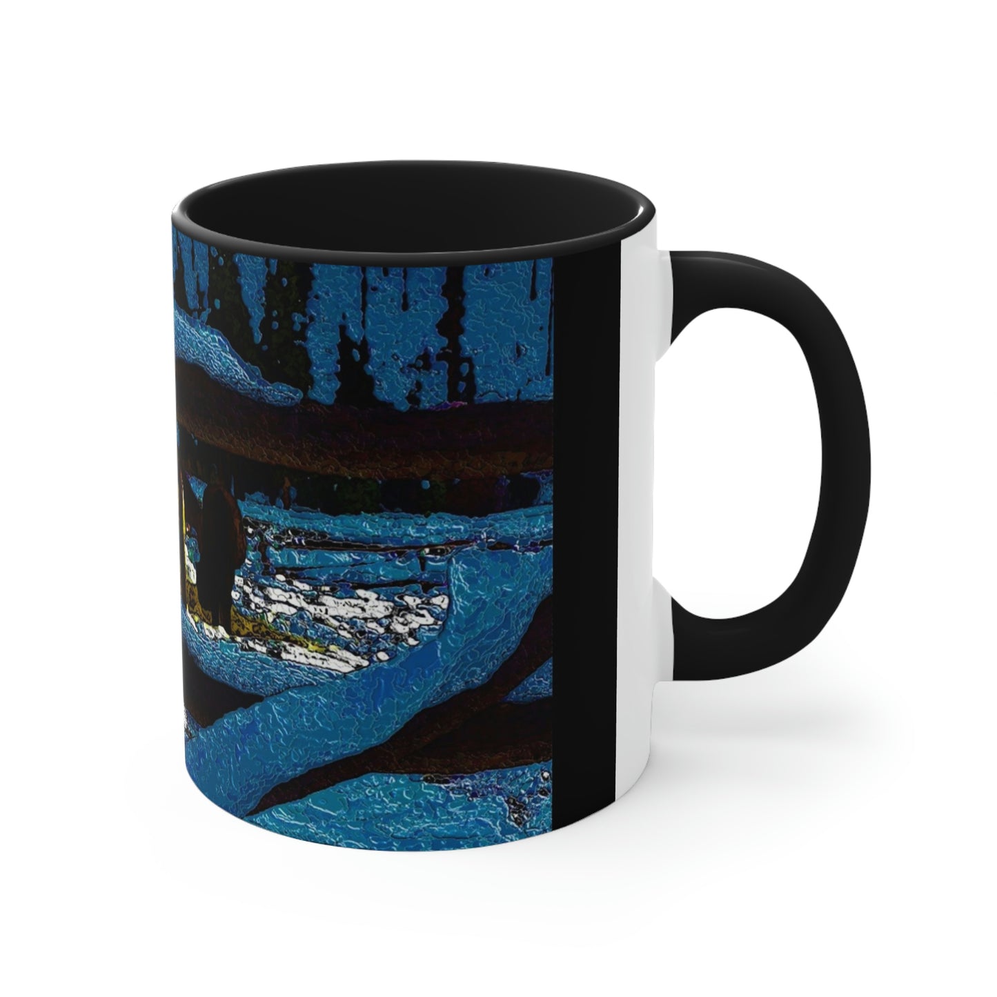 Accent Coffee Mug, 11oz ... A Horse ... A Saddle ...  Foraging Through The Snow ...  An_Asses 'Cry' ... Central Idaho, November 2022 ...  Original Works ...