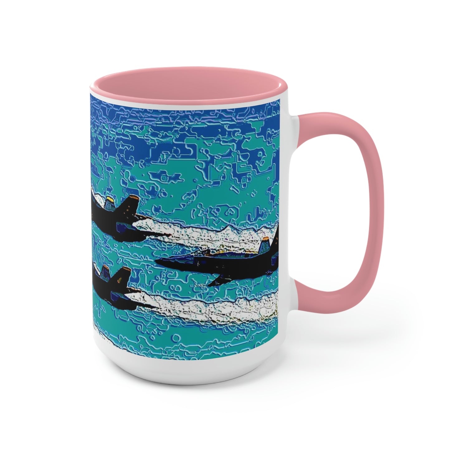 Two-Tone Coffee Mugs, 15oz ... Seattle Seafair ..."Blue Angels Run Over Lake Washington" ... Circa Mid 1980's ... Dr FJ Holt ... Original Works ...