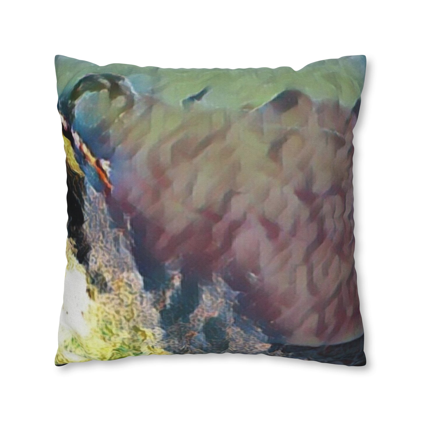 Spun Polyester Square Pillow Case ... An Extraordinary Humpback Breach ... 'With Explosive Energy' ... Family Archives (KPH) ... Circa: 21st Century. Maui, HI ... Original Works ...