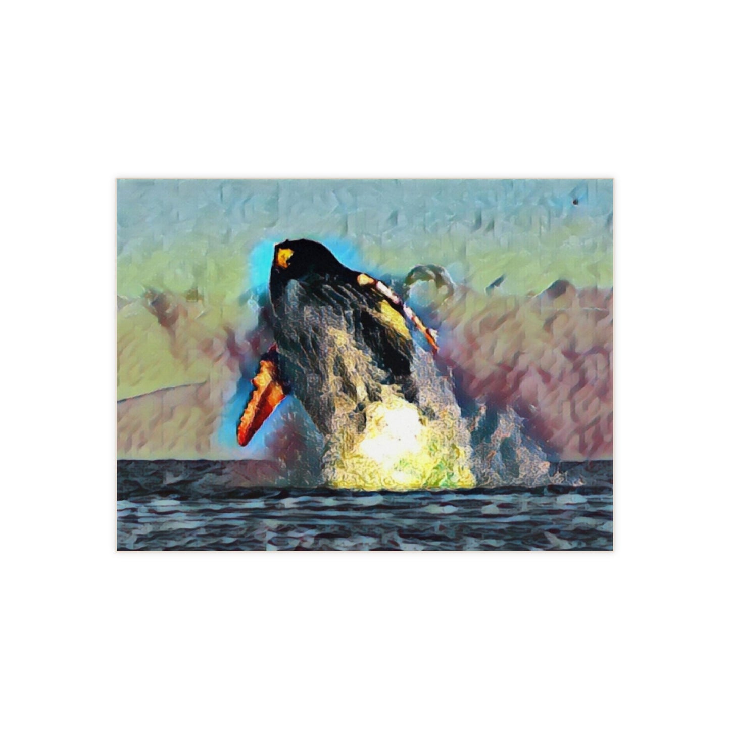 Ceramic Photo Tile ... An Extraordinary Humpback Breach ... 'With Explosive Energy' ... Family Archives (KPH) ... Circa: 21st Century. Maui, HI ... Original Works ...