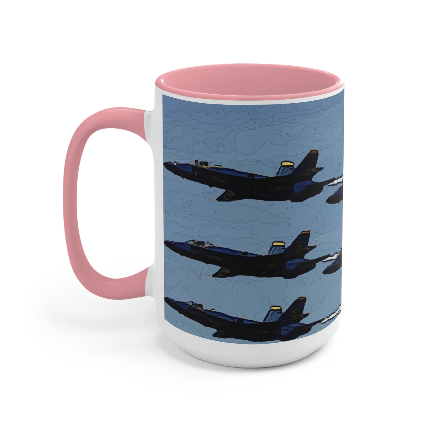Two-Tone Coffee Mugs, 15oz ... Seattle Seafair ..."Blue Angels Run Over Lake Washington" ... Circa Mid 1980's ... Dr FJ Holt ... Original Works ...