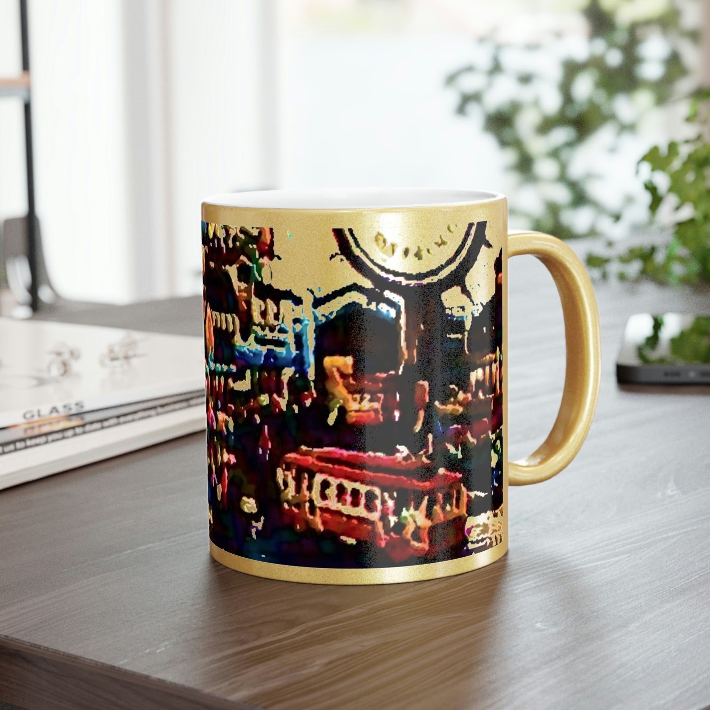 Metallic Mug (Silver\Gold) ...  "No.9 Fishermen's Grotto - Fishermen's Wharf, SF, California" ... Family Archives: 1970's ... Original Works ...
