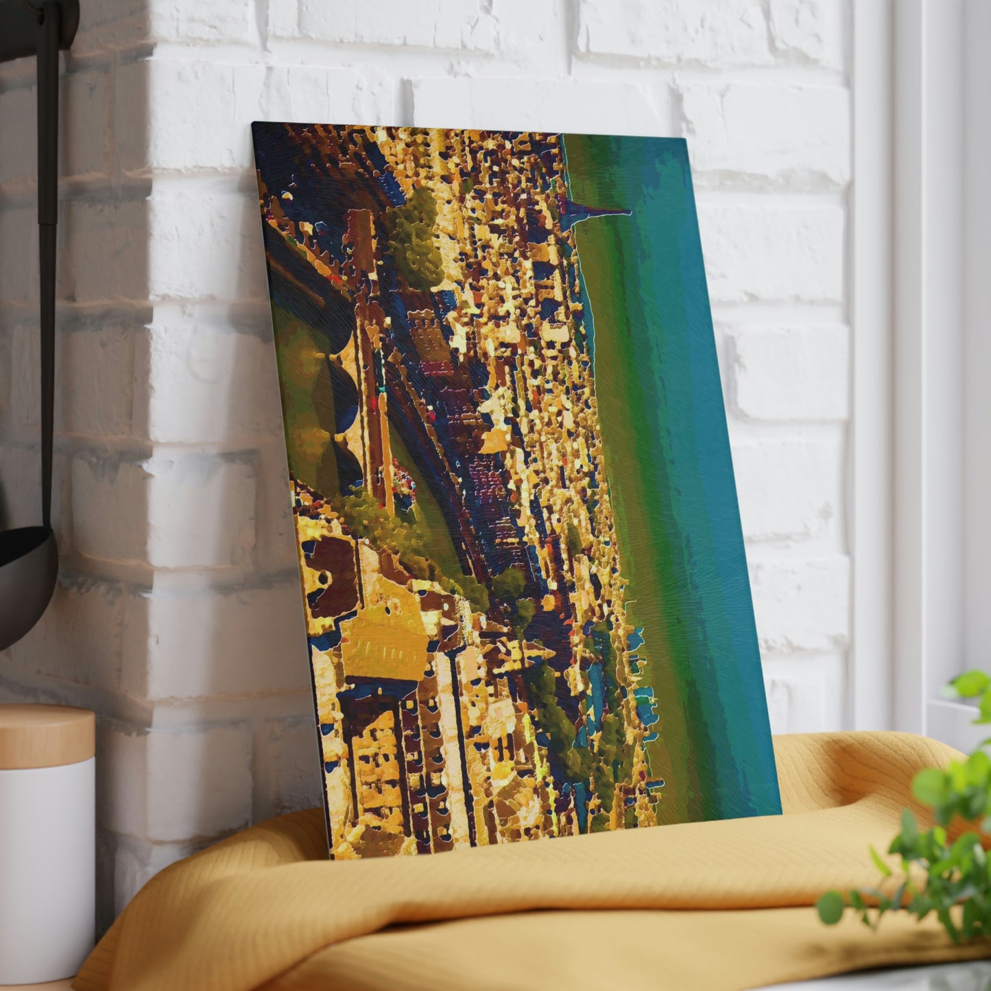 Glass Cutting Board ... Au Paris ... "Along The River Seine" ... Barbara Joan Bonnell-Holt: 1972 ... Original Works ...