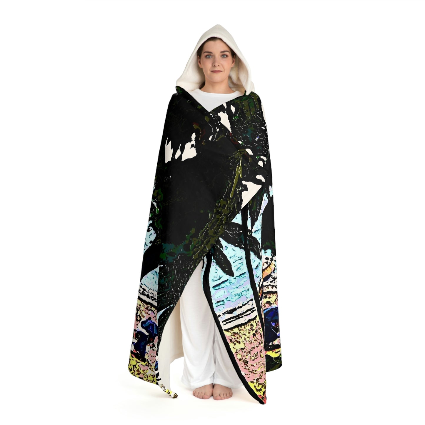 Hooded Sherpa Fleece Blanket ... "A Beautiful Beach Amongst The Palms" ... The Outrigger Waikiki, Honolulu, Oahu ... Original Works ...